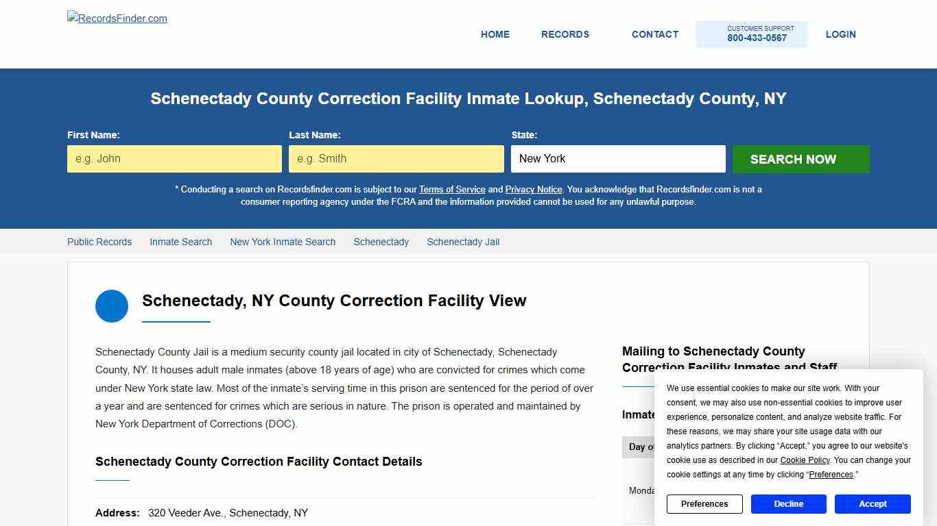 Schenectady County Correction Facility Jail Roster & Inmate Lookup